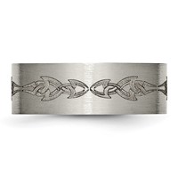 Titanium Brushed Laser Design 8mm Flat Band view 3