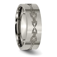 Titanium Brushed Laser Design 8mm Flat Band view 4