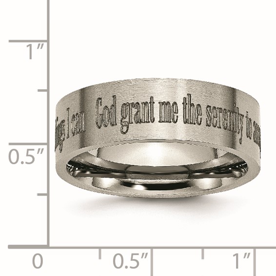 Chisel Titanium Brushed Serenity Prayer Laser Design 8mm Flat Band