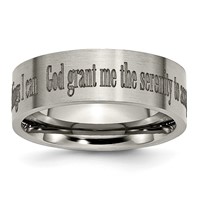 Chisel Titanium Brushed Serenity Prayer Laser Design 8mm Flat Band view 1
