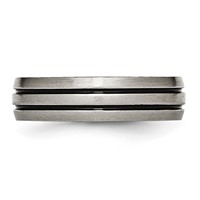 Titanium Enameled Grooved 6mm Satin Band view 3