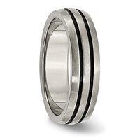 Titanium Enameled Grooved 6mm Satin Band view 4