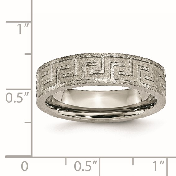 Titanium Greek Key 6mm Satin & Polished Band