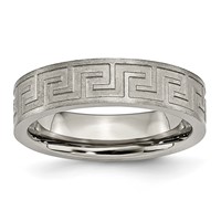 Titanium Greek Key 6mm Satin & Polished Band view 1