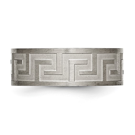 Titanium Greek Key 8mm Satin & Polished Band