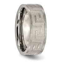 Titanium Greek Key 8mm Satin & Polished Band view 4