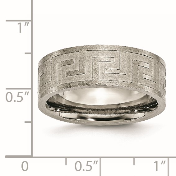 Titanium Greek Key 8mm Satin & Polished Band
