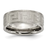 Titanium Greek Key 8mm Satin & Polished Band view 1
