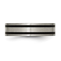 Chisel Titanium Brushed Black Enamel 6mm Flat Band view 3