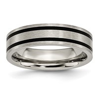 Chisel Titanium Brushed Black Enamel 6mm Flat Band view 1