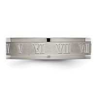Titanium Roman Numerals 6mm Satin & Polished Flat Band view 3