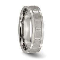 Titanium Roman Numerals 6mm Satin & Polished Flat Band view 4