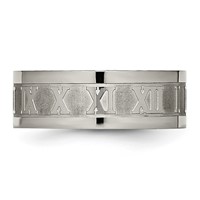 Chisel Titanium Satin Center 8mm Roman Numerals Flat Band view 3
