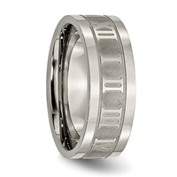 Chisel Titanium Satin Center 8mm Roman Numerals Flat Band view 4