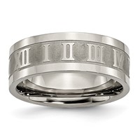 Chisel Titanium Satin Center 8mm Roman Numerals Flat Band view 1