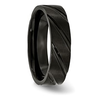 Chisel Titanium Brushed and Polished Black IP-plated Swirl Design 6mm Band view 4