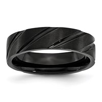 Chisel Titanium Brushed and Polished Black IP-plated Swirl Design 6mm Band view 1