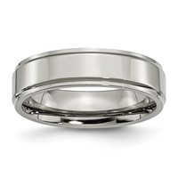 Chisel Titanium Polished 6mm Ridged Edge Band view 1