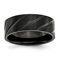 Chisel Titanium Brushed and Polished Black IP-plated Swirl Design 8mm Band view 1