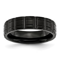 Chisel Titanium Brushed and Polished Black IP-plated 6mm Notched Band view 1