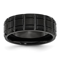 Chisel Titanium Brushed and Polished Black IP-plated 8mm Notched Band view 1