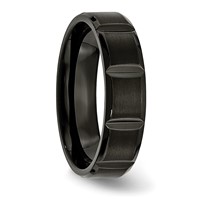 Titanium Grooved Black IP-plated 6mm Brushed and Polished Band view 4