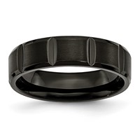 Titanium Grooved Black IP-plated 6mm Brushed and Polished Band view 1