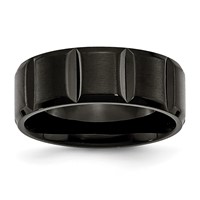 Titanium Brushed and Polished Black IP-plated 8mm Grooved Band view 1