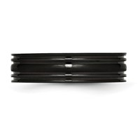 Titanium Grooved Black IP-plated 6mm Brushed and Polished Band view 3