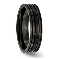 Titanium Grooved Black IP-plated 6mm Brushed and Polished Band view 4