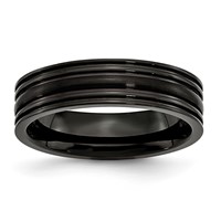 Titanium Grooved Black IP-plated 6mm Brushed and Polished Band view 1