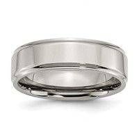 Chisel Titanium Polished 7mm Ridged Edge Band view 1