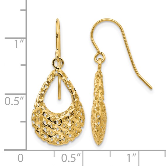 Leslie's Gold Polished and Diamond-cut Dangle Earrings