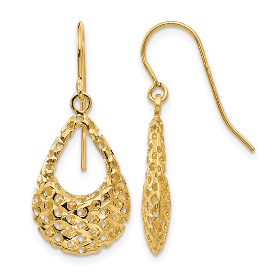 Leslie's Gold Polished and Diamond-cut Dangle Earrings