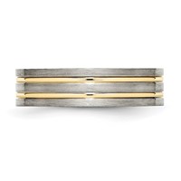 Chisel Titanium Brushed Yellow IP-plated 6mm Grooved Band view 3