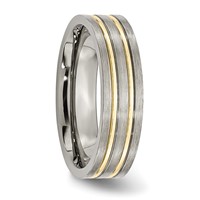 Chisel Titanium Brushed Yellow IP-plated 6mm Grooved Band view 4