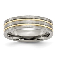 Chisel Titanium Brushed Yellow IP-plated 6mm Grooved Band view 1