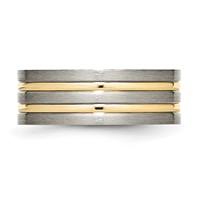Chisel Titanium Brushed Yellow IP-plated 8mm Grooved Band view 3