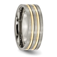 Chisel Titanium Brushed Yellow IP-plated 8mm Grooved Band view 4