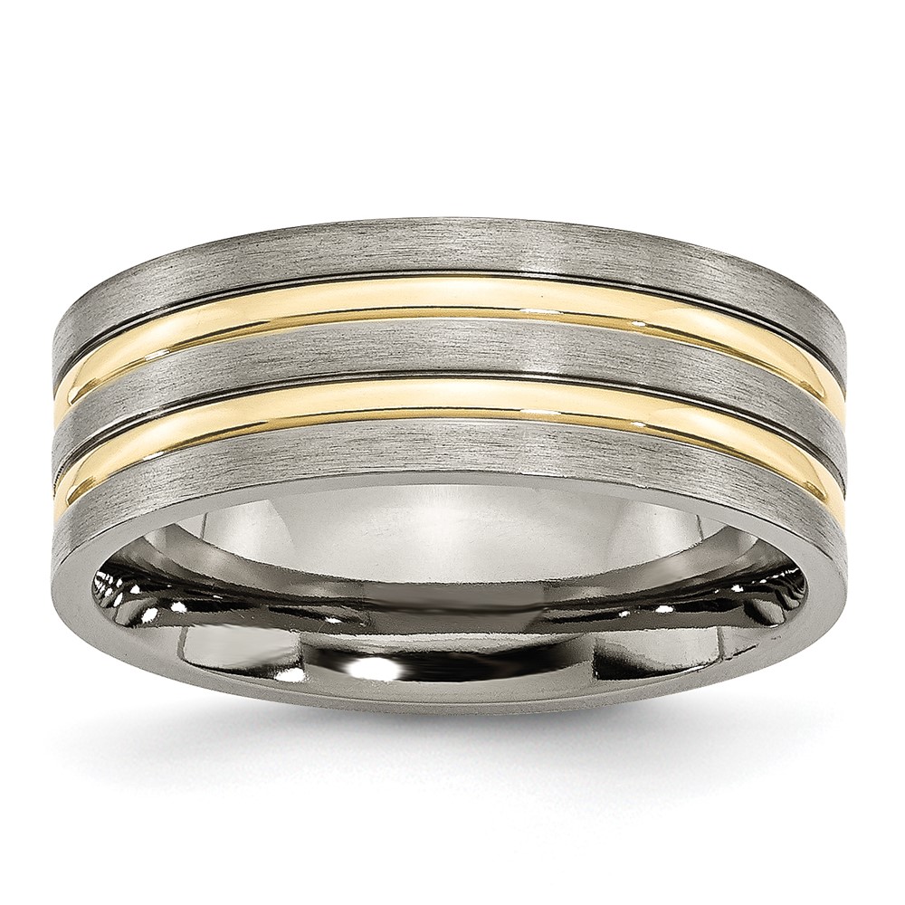 Titanium Brushed Yellow IP-plated 8mm Grooved Band