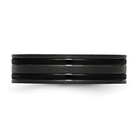 Chisel Titanium Brushed and Polished Black IP-plated 6mm Grooved Band view 3