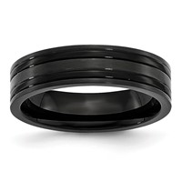 Chisel Titanium Brushed and Polished Black IP-plated 6mm Grooved Band view 1