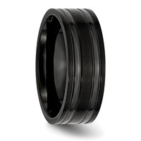 Chisel Titanium Brushed and Polished Black IP-plated 8mm Grooved Band view 4