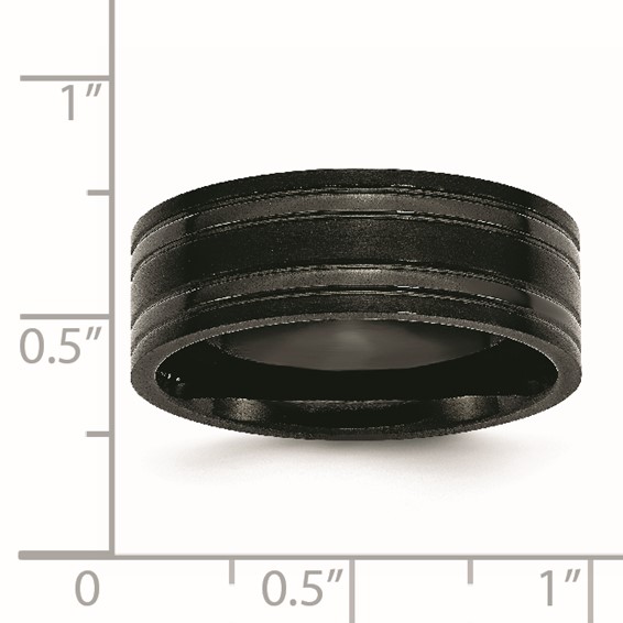 Chisel Titanium Brushed and Polished Black IP-plated 8mm Grooved Band