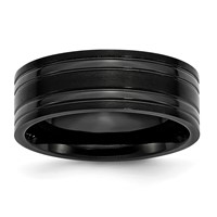 Chisel Titanium Brushed and Polished Black IP-plated 8mm Grooved Band view 1