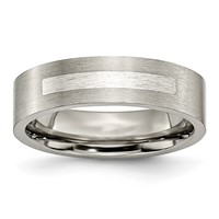 Titanium Brushed Band with Sterling Silver Inlay 6mm Flat view 1