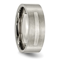 Titanium Brushed Band with Sterling Silver Inlay 8mm Flat view 5