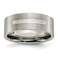 Titanium Brushed Band with Sterling Silver Inlay 8mm Flat view 1