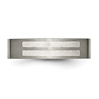 Titanium Brushed Band with Sterling Silver Inlay 6mm Flat view 4