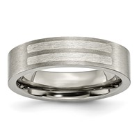 Titanium Brushed Band with Sterling Silver Inlay 6mm Flat view 1